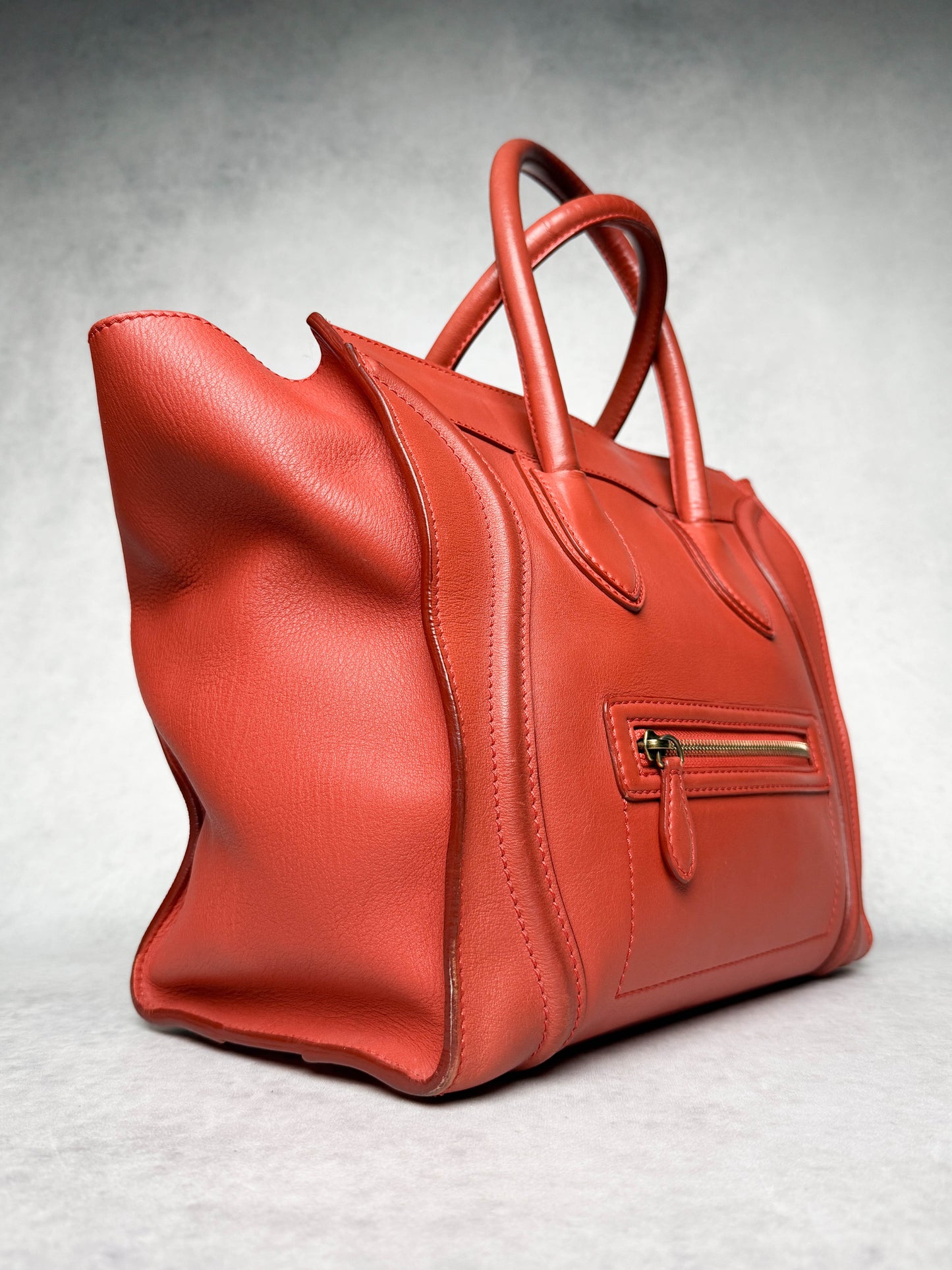 Celine Luggage Leather Handbag Red