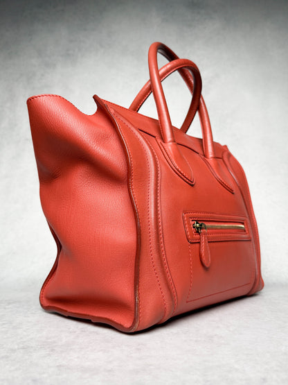 Celine Luggage Leather Handbag Red