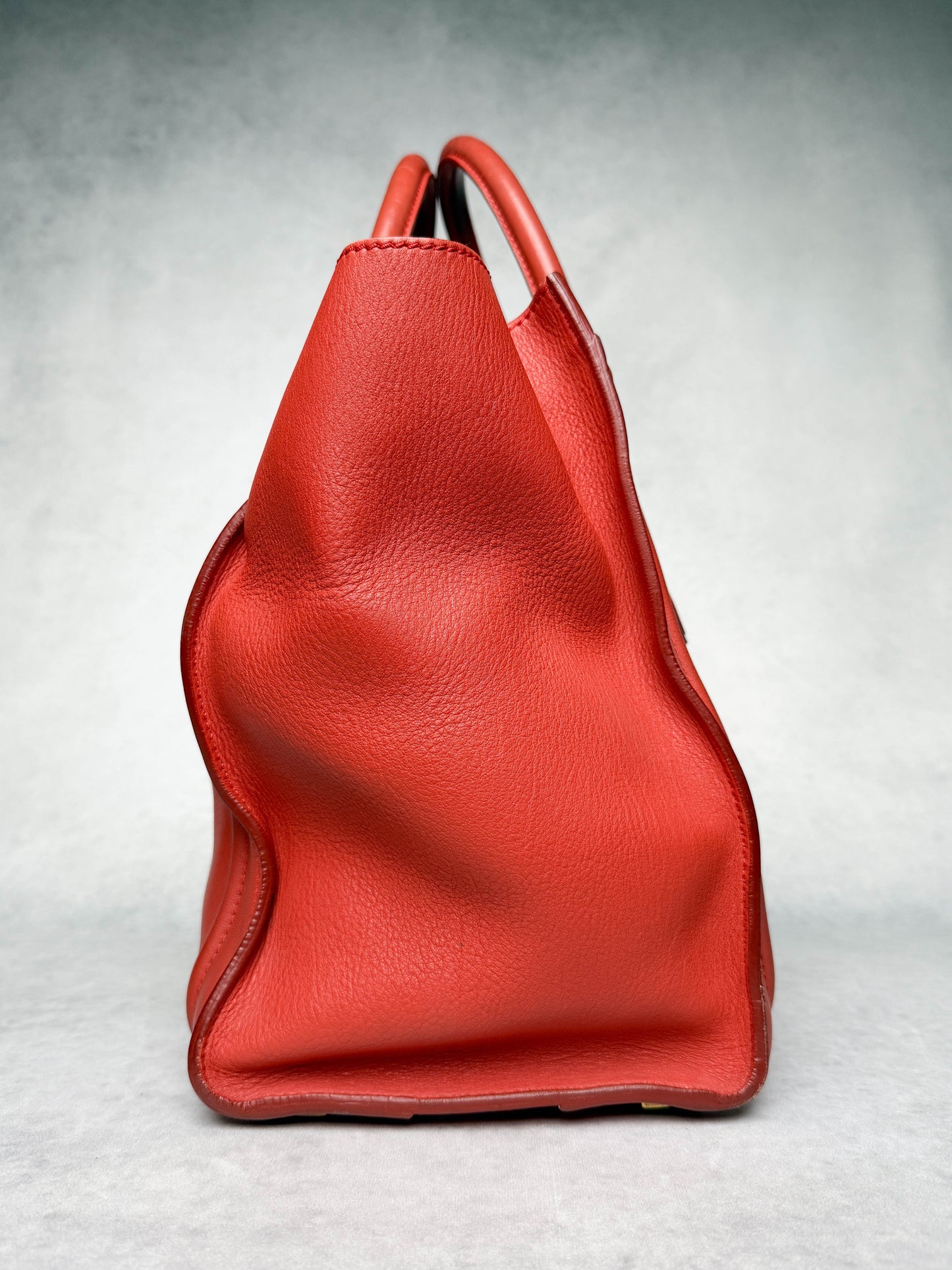 Celine Luggage Leather Handbag Red