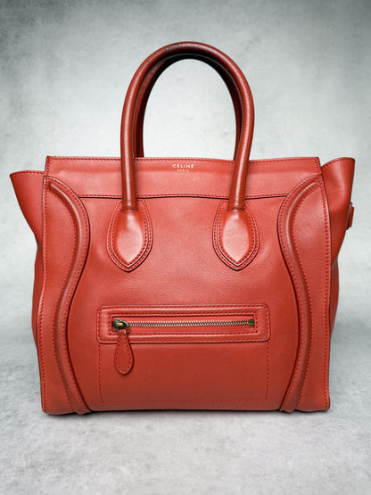 Celine Luggage Leather Handbag Red
