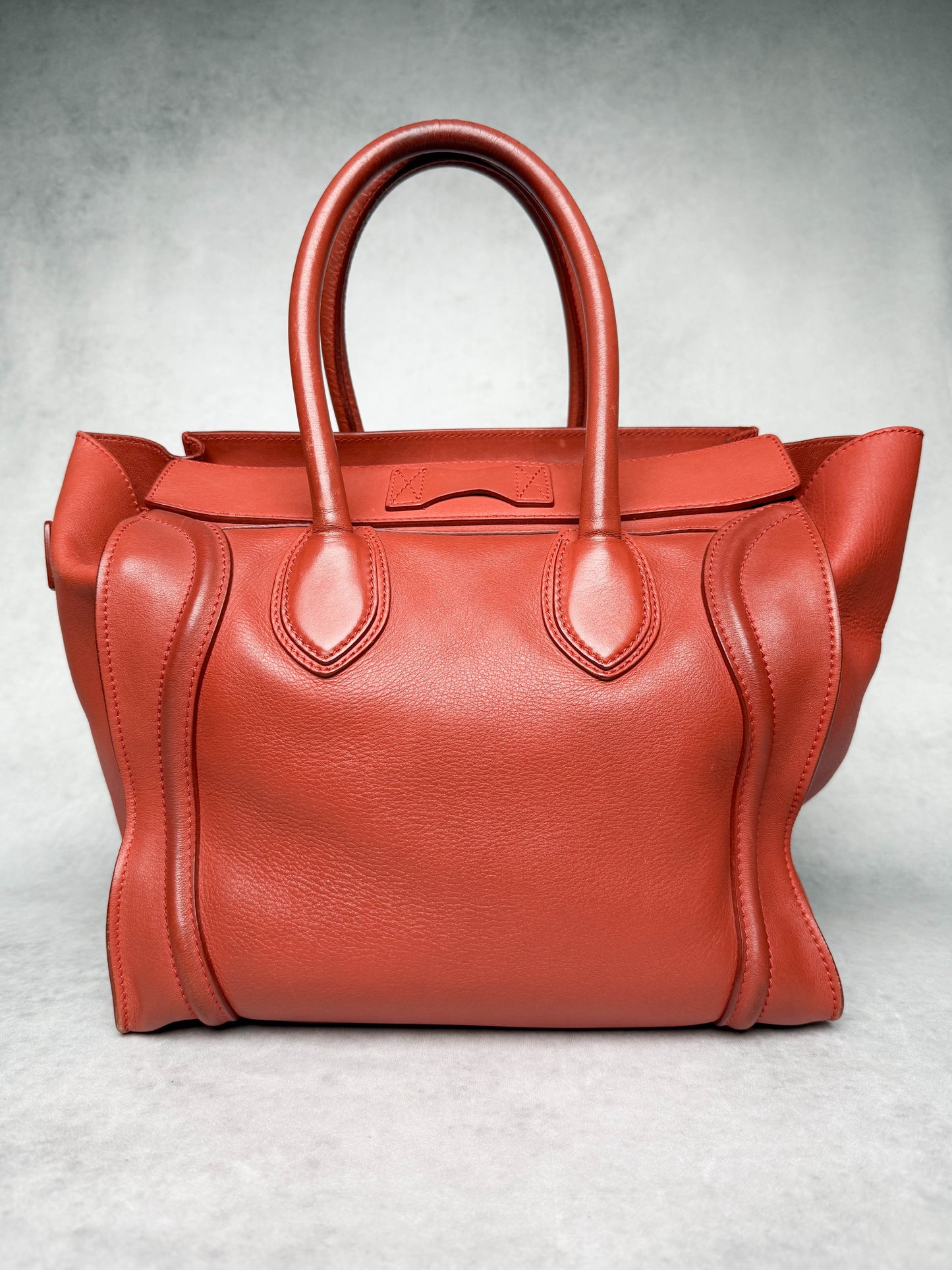 Celine Luggage Leather Handbag Red