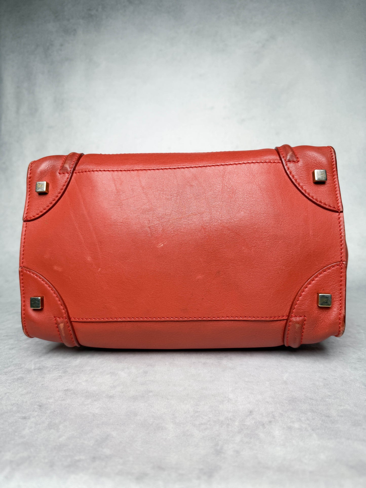 Celine Luggage Leather Handbag Red