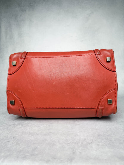 Celine Luggage Leather Handbag Red