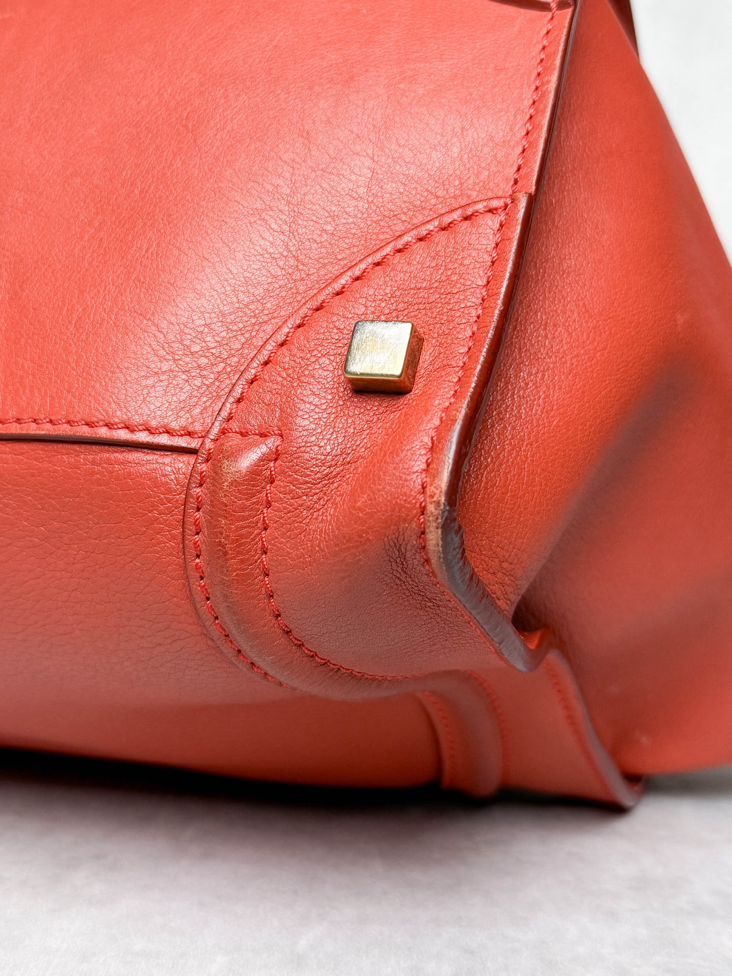 Celine Luggage Leather Handbag Red