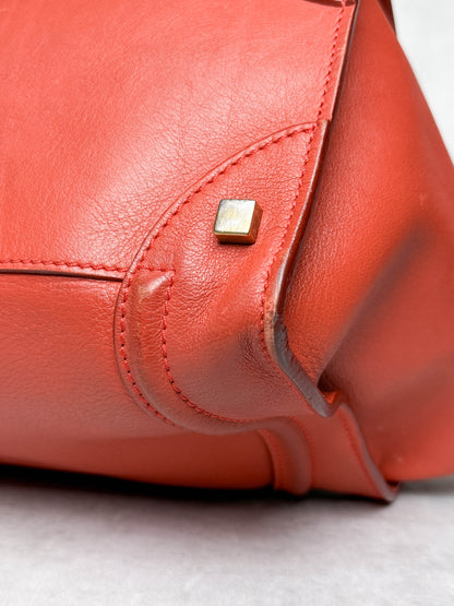 Celine Luggage Leather Handbag Red