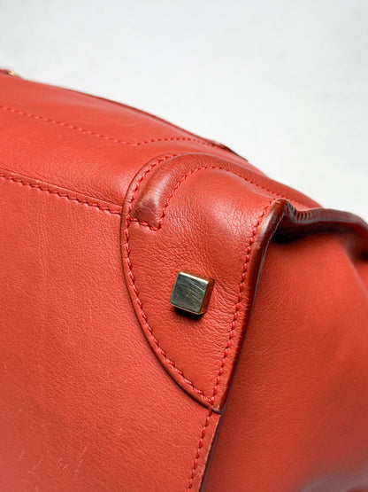 Celine Luggage Leather Handbag Red