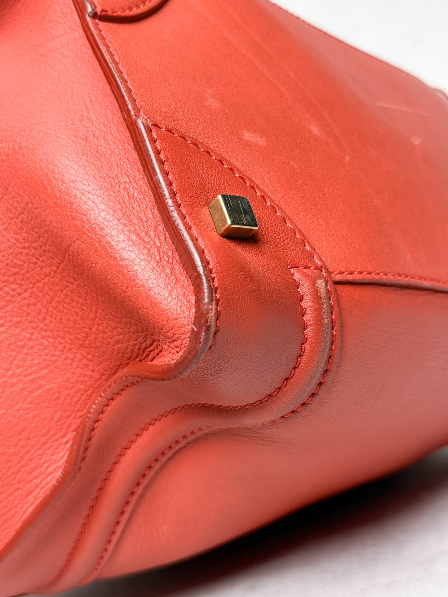 Celine Luggage Leather Handbag Red