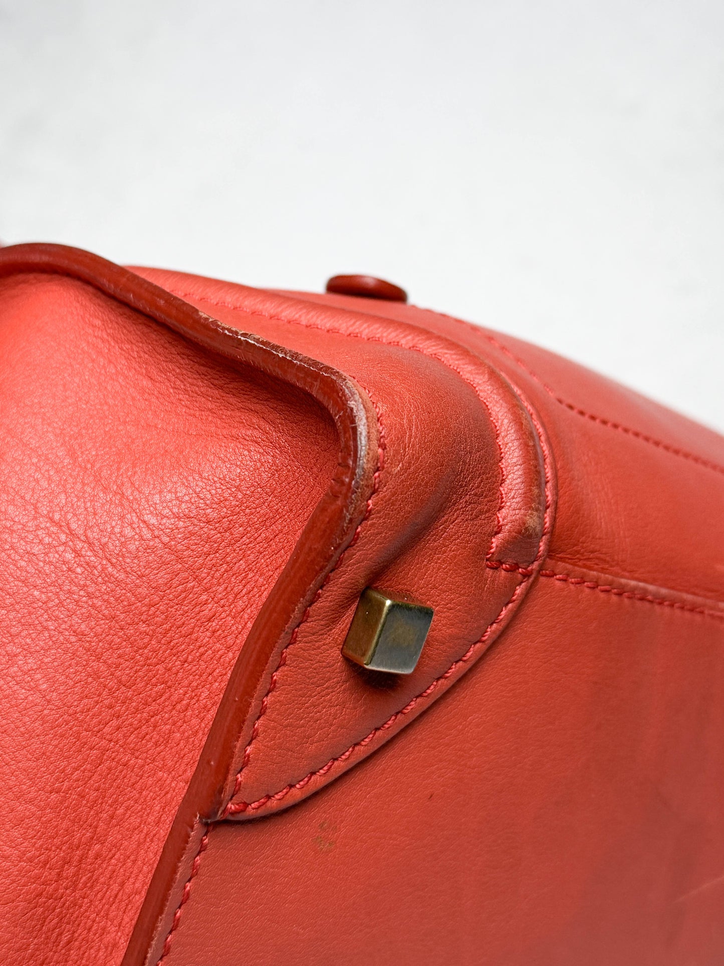 Celine Luggage Leather Handbag Red
