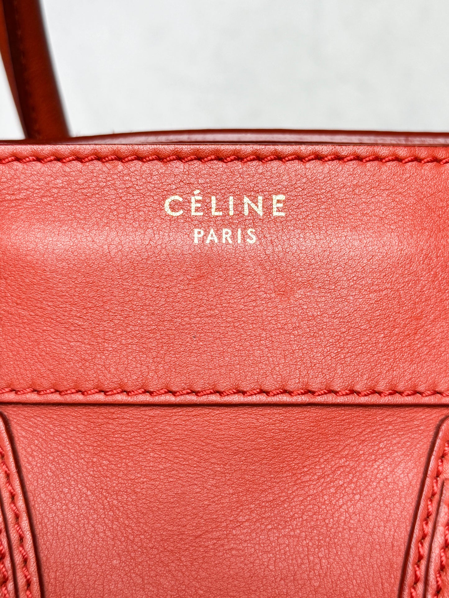 Celine Luggage Leather Handbag Red