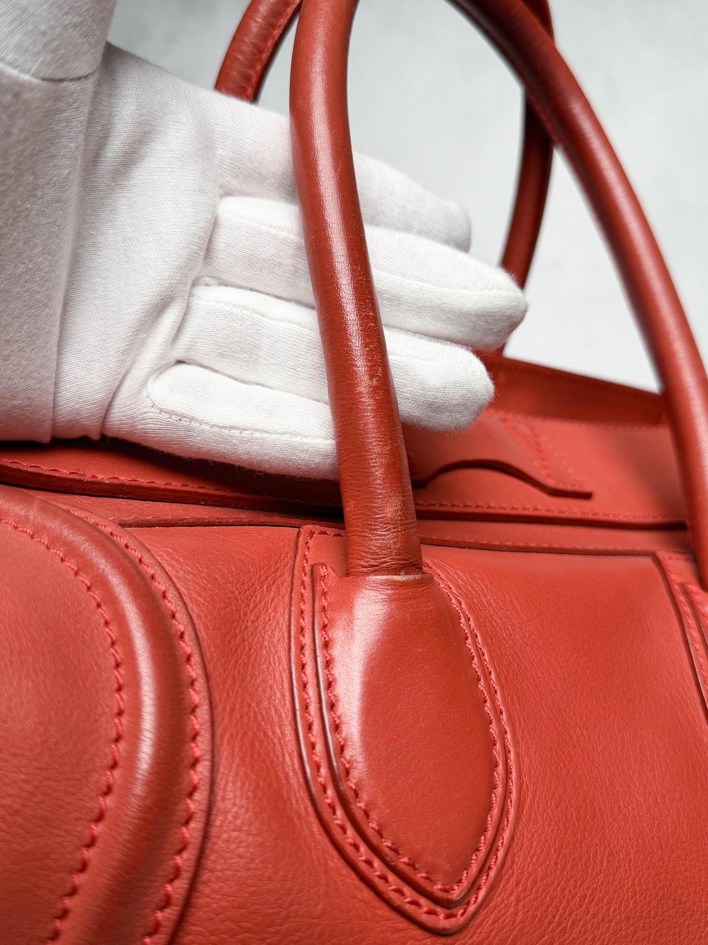 Celine Luggage Leather Handbag Red