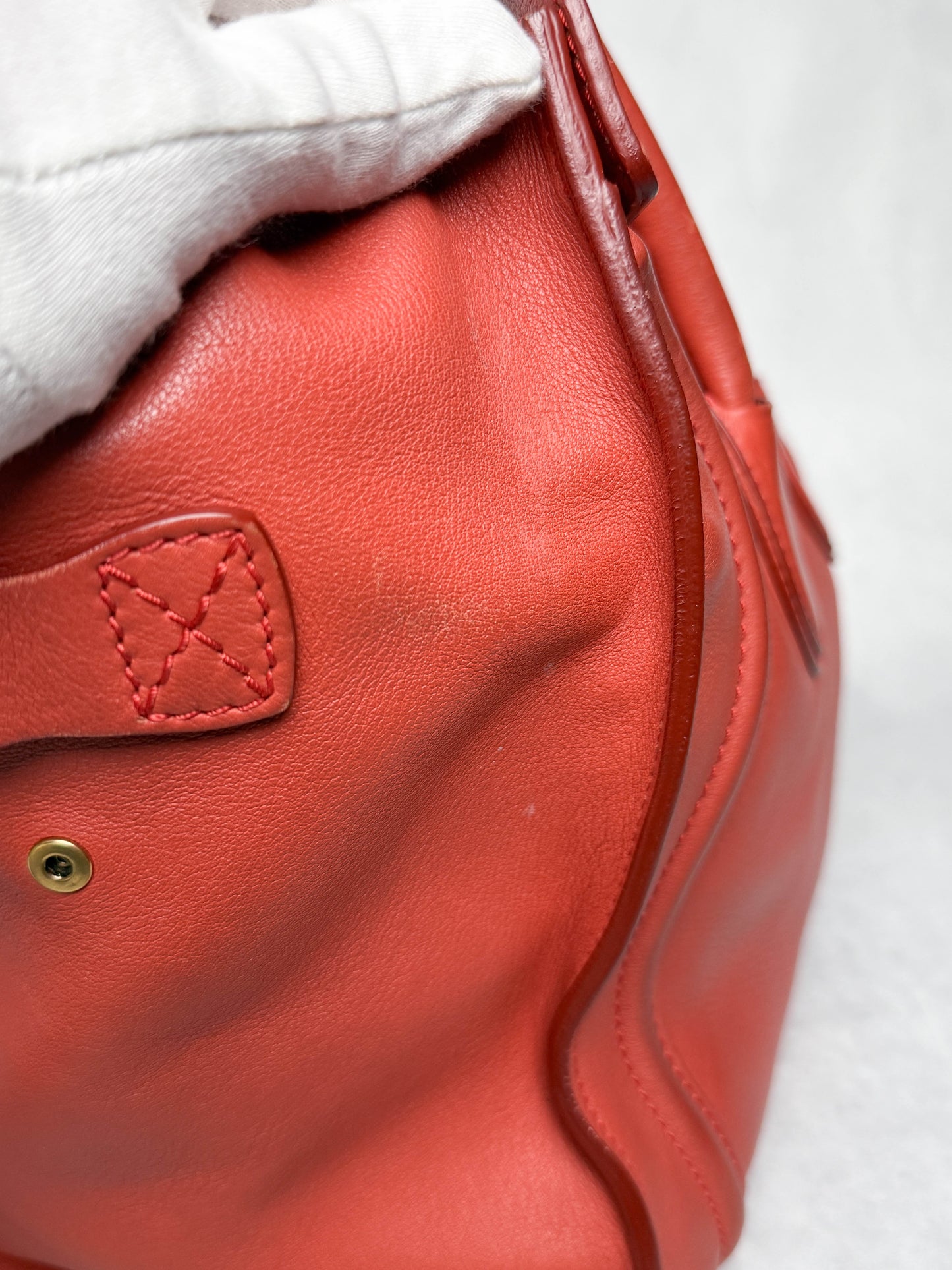 Celine Luggage Leather Handbag Red