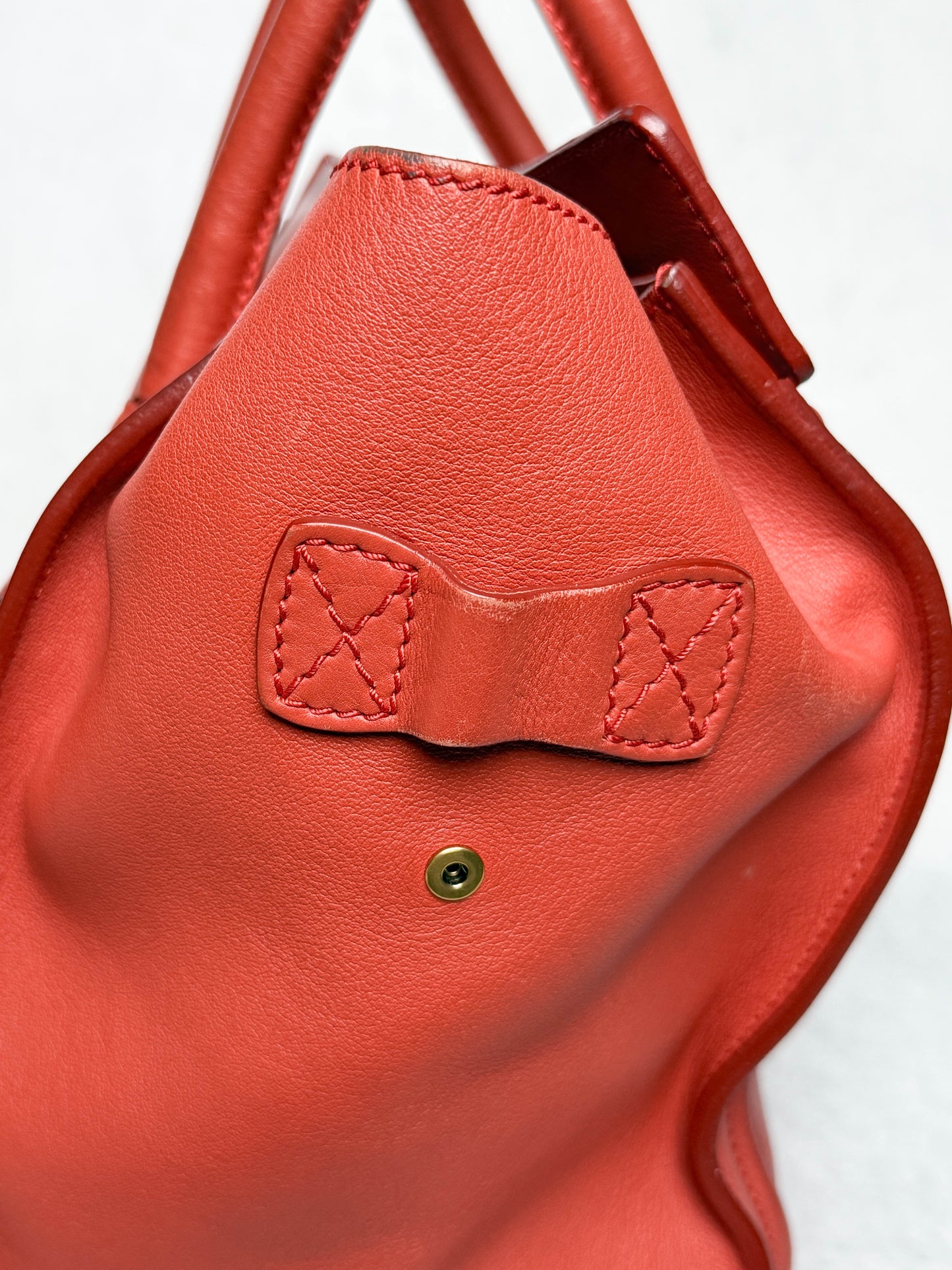 Celine Luggage Leather Handbag Red