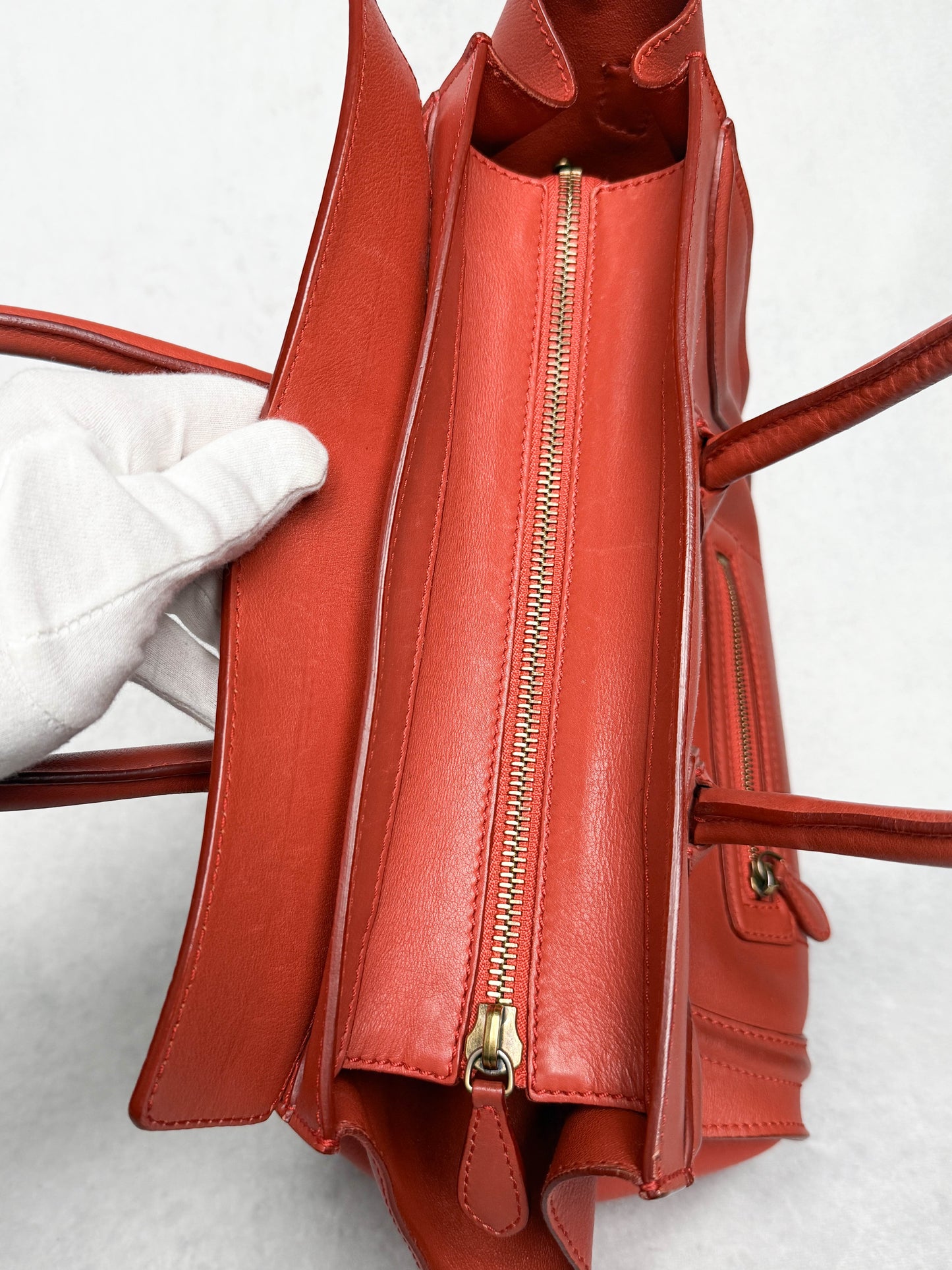 Celine Luggage Leather Handbag Red