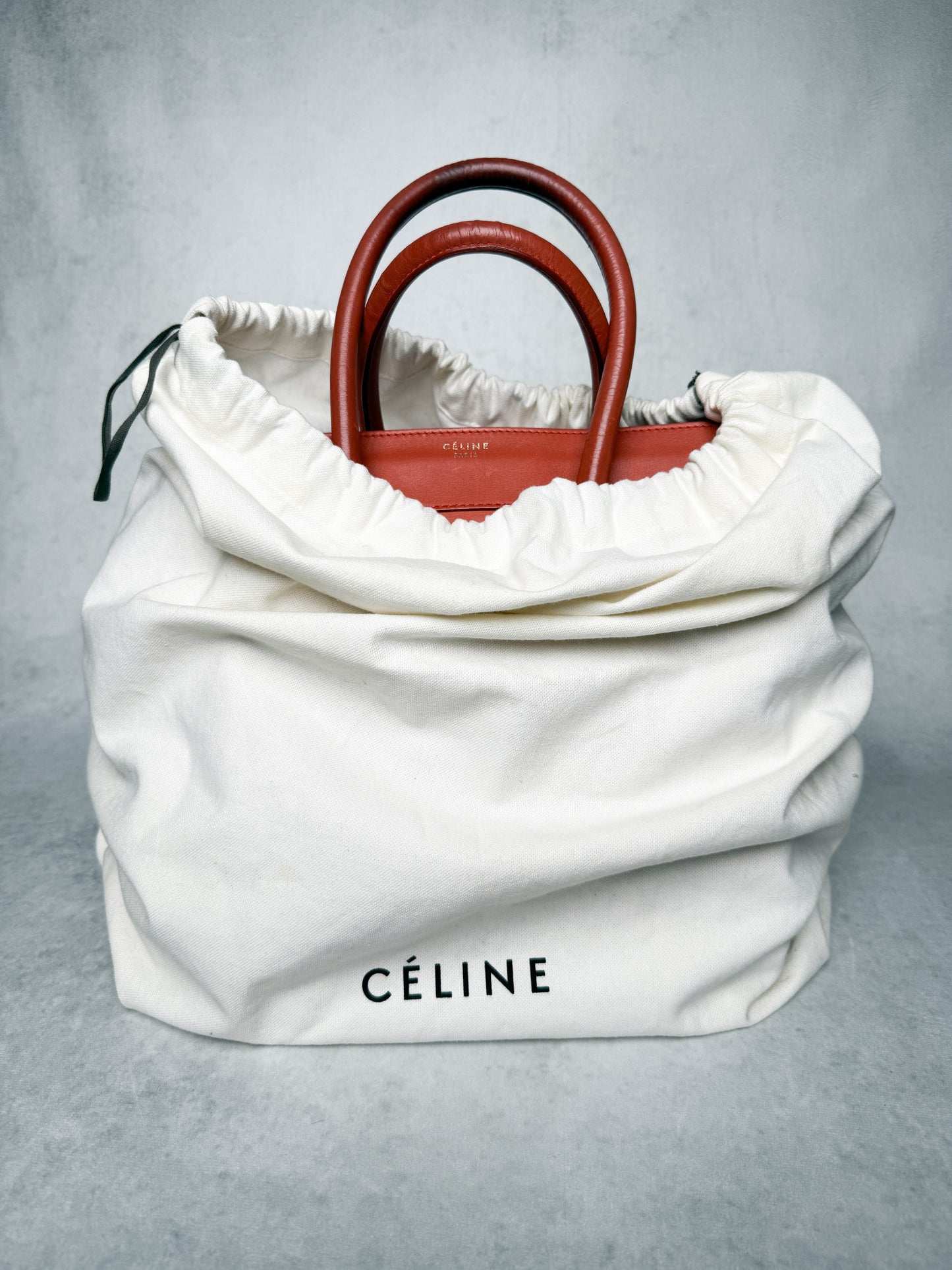 Celine Luggage Leather Handbag Red
