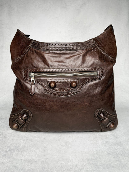 Balenciaga Giant Brogues Covered Messenger Bag Brown
