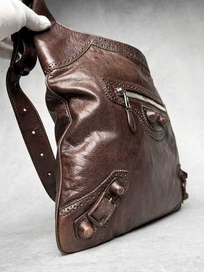 Balenciaga Giant Brogues Covered Messenger Bag Brown
