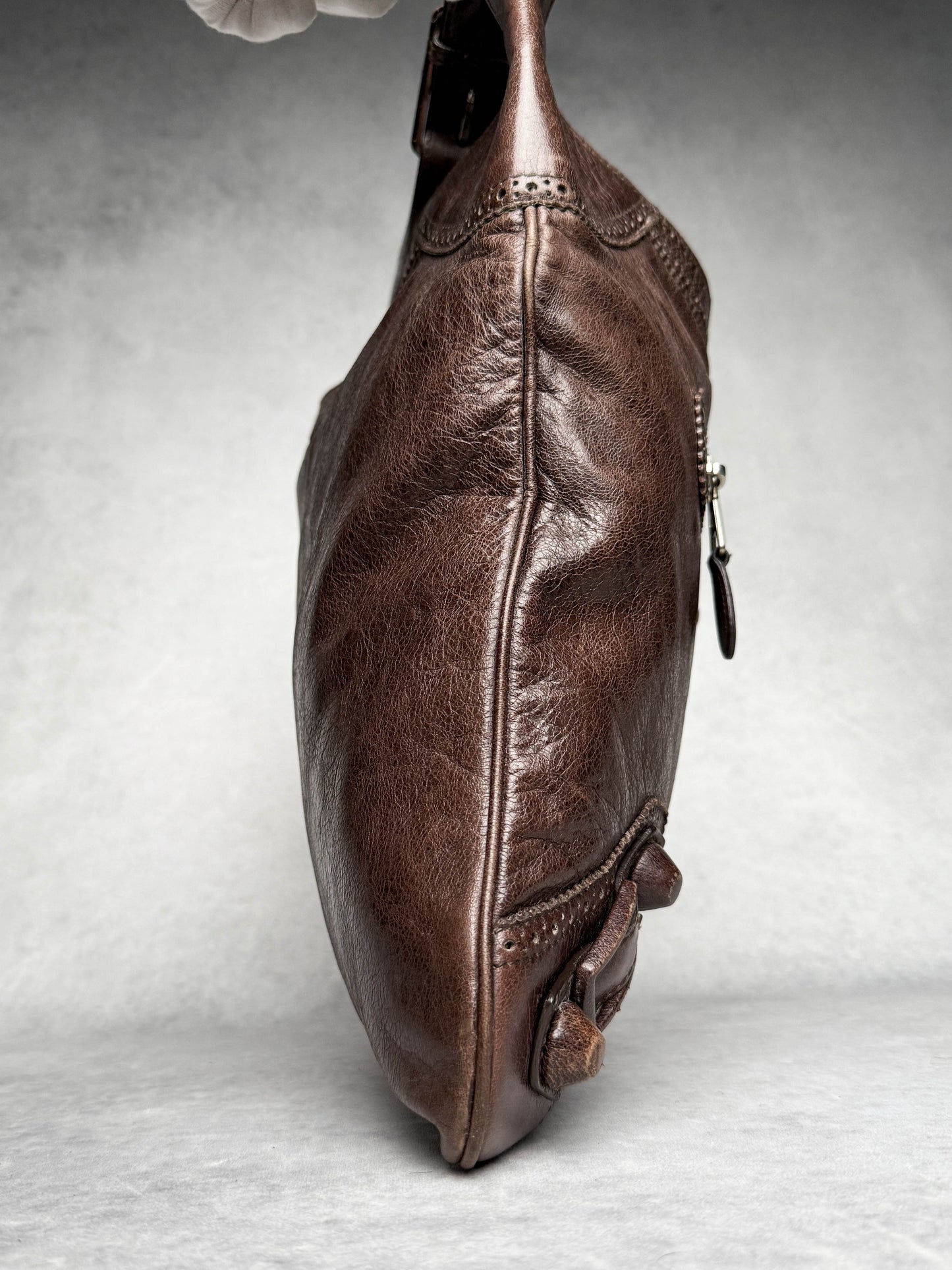 Balenciaga Giant Brogues Covered Messenger Bag Brown