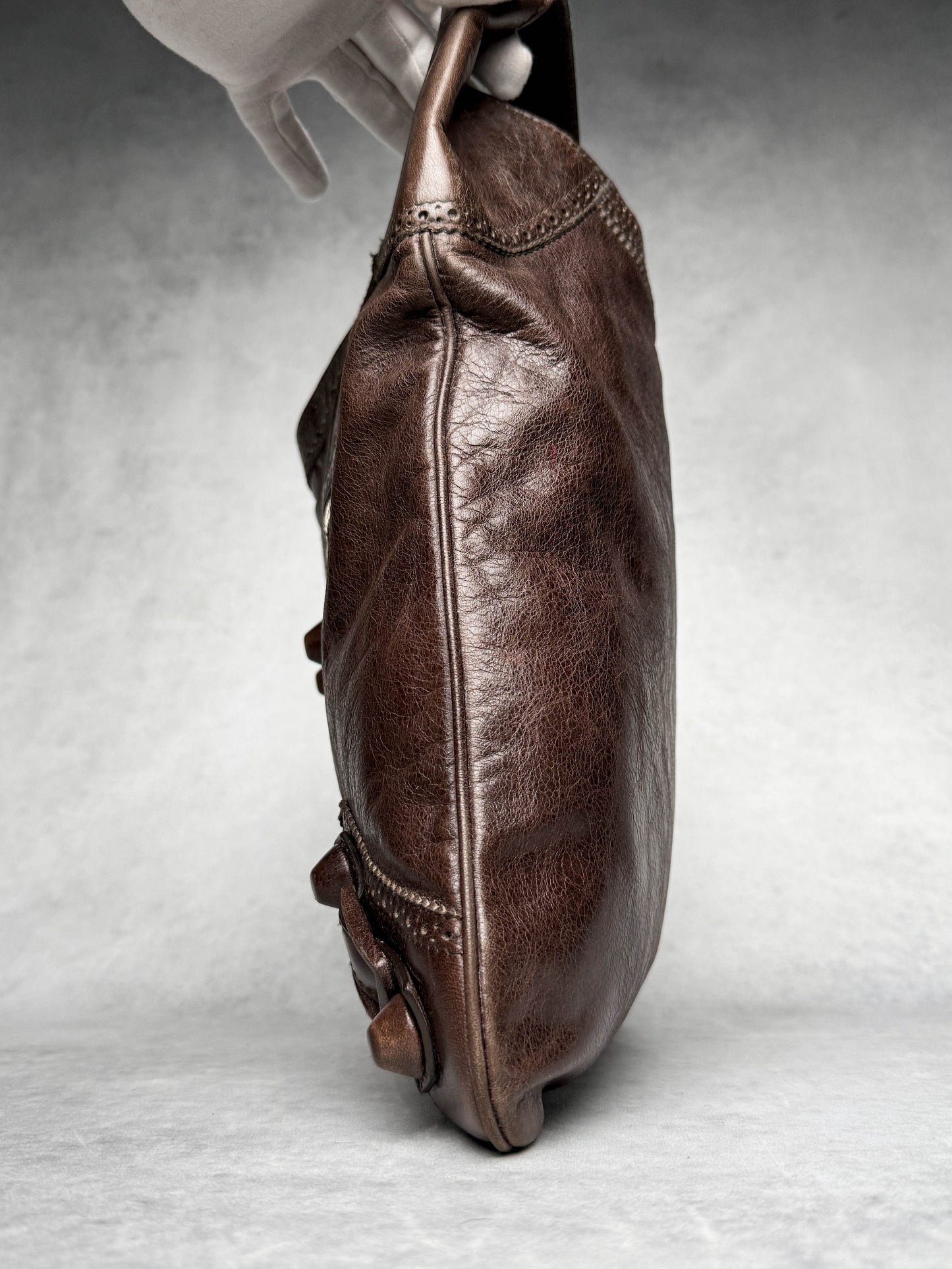 Balenciaga Giant Brogues Covered Messenger Bag Brown