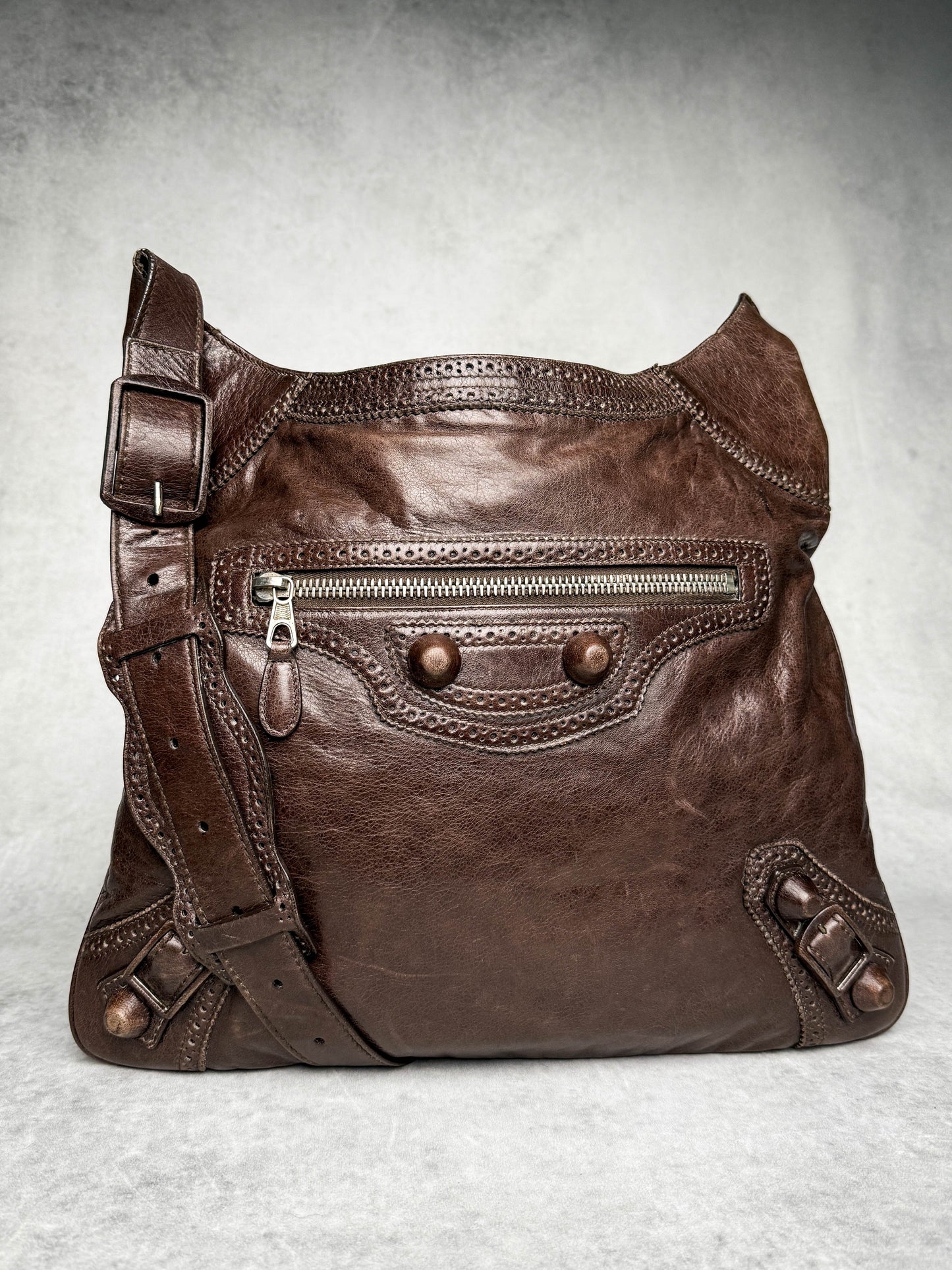Balenciaga Giant Brogues Covered Messenger Bag Brown
