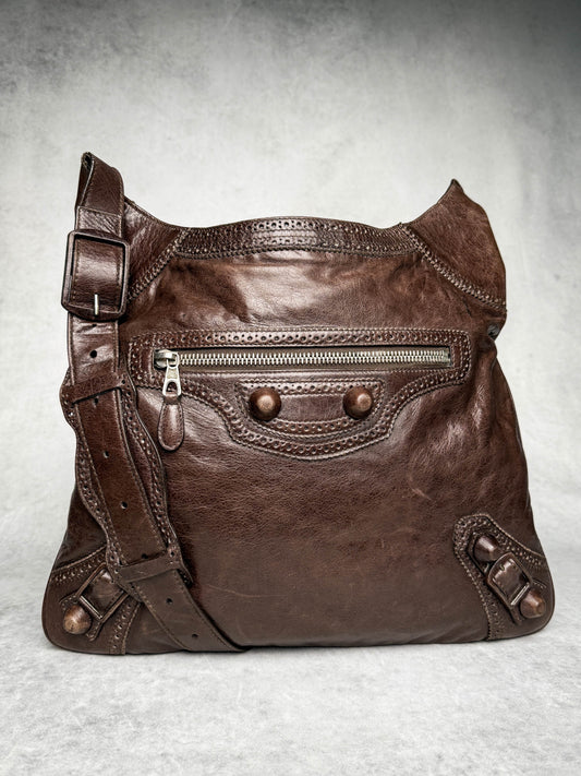 Balenciaga Giant Brogues Covered Messenger Bag Brown