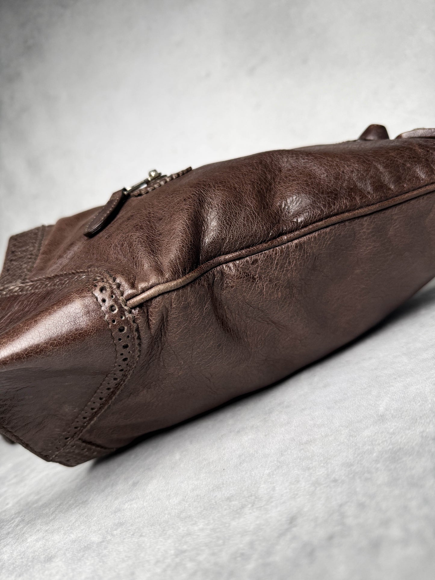 Balenciaga Giant Brogues Covered Messenger Bag Brown