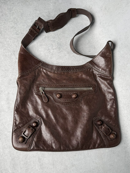 Balenciaga Giant Brogues Covered Messenger Bag Brown
