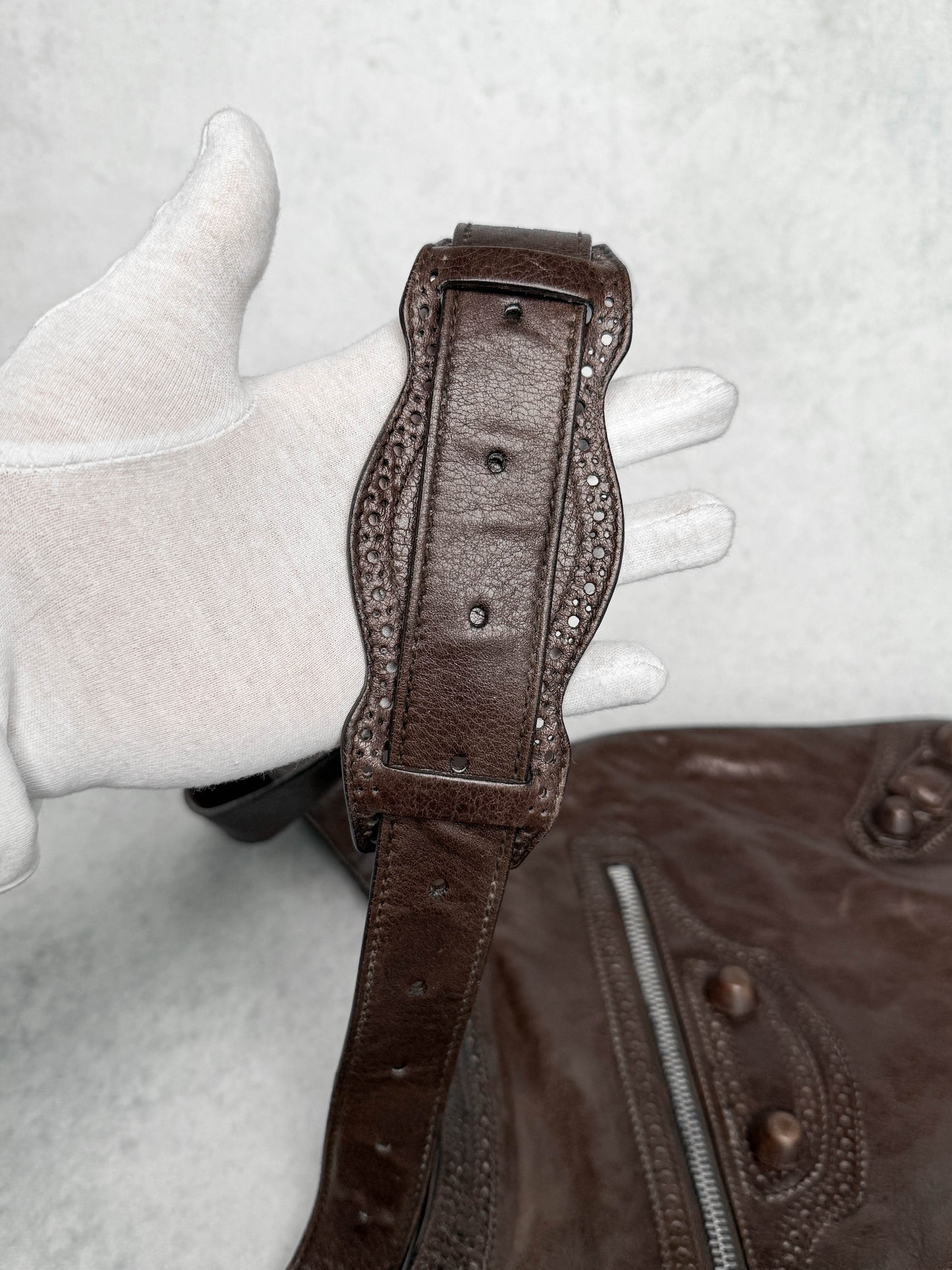 Balenciaga Giant Brogues Covered Messenger Bag Brown