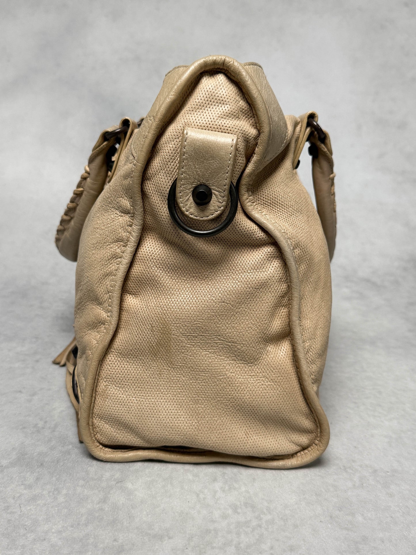 Balenciaga Classic City Bag Perforated Leather Beige