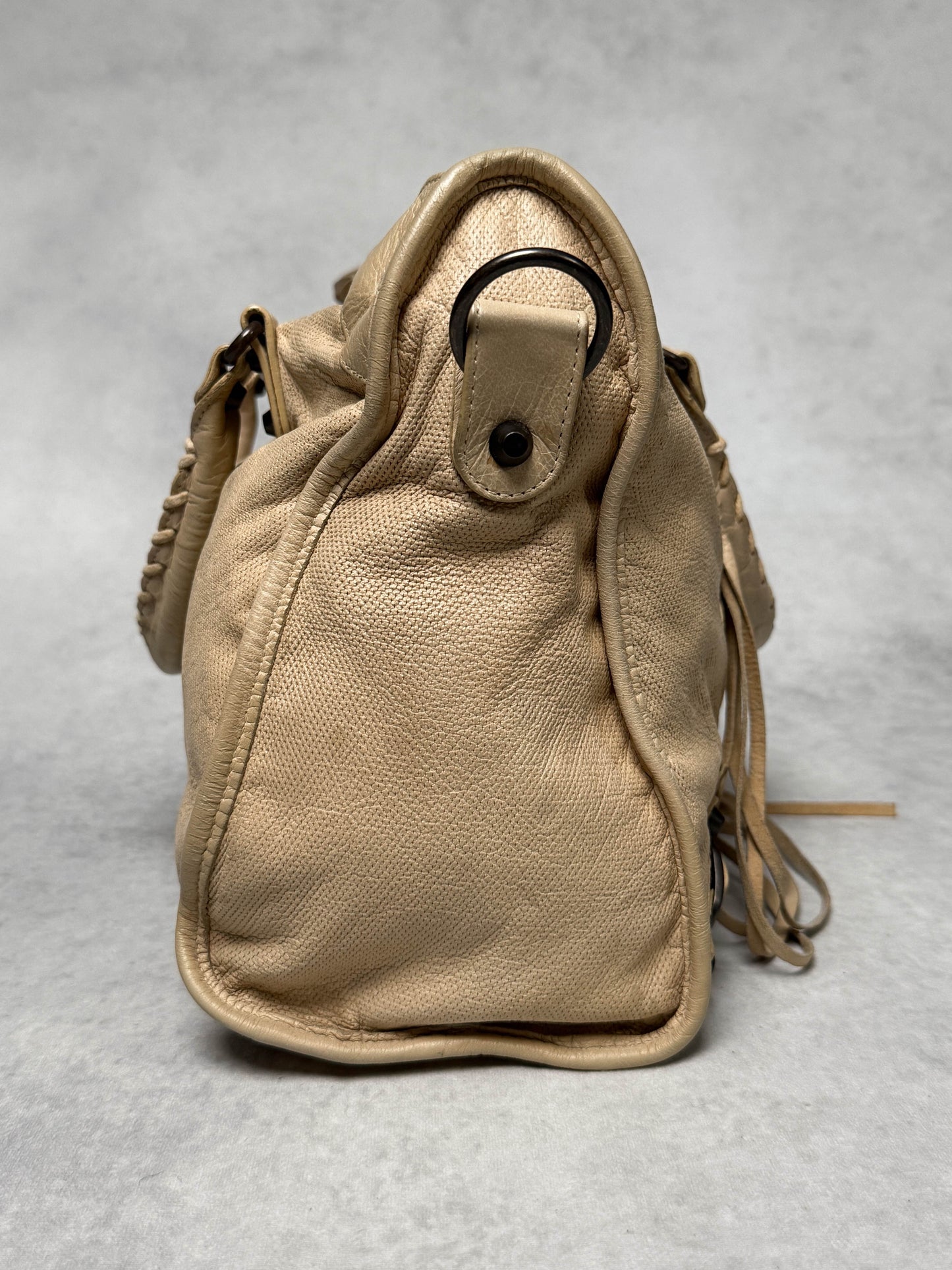 Balenciaga Classic City Bag Perforated Leather Beige