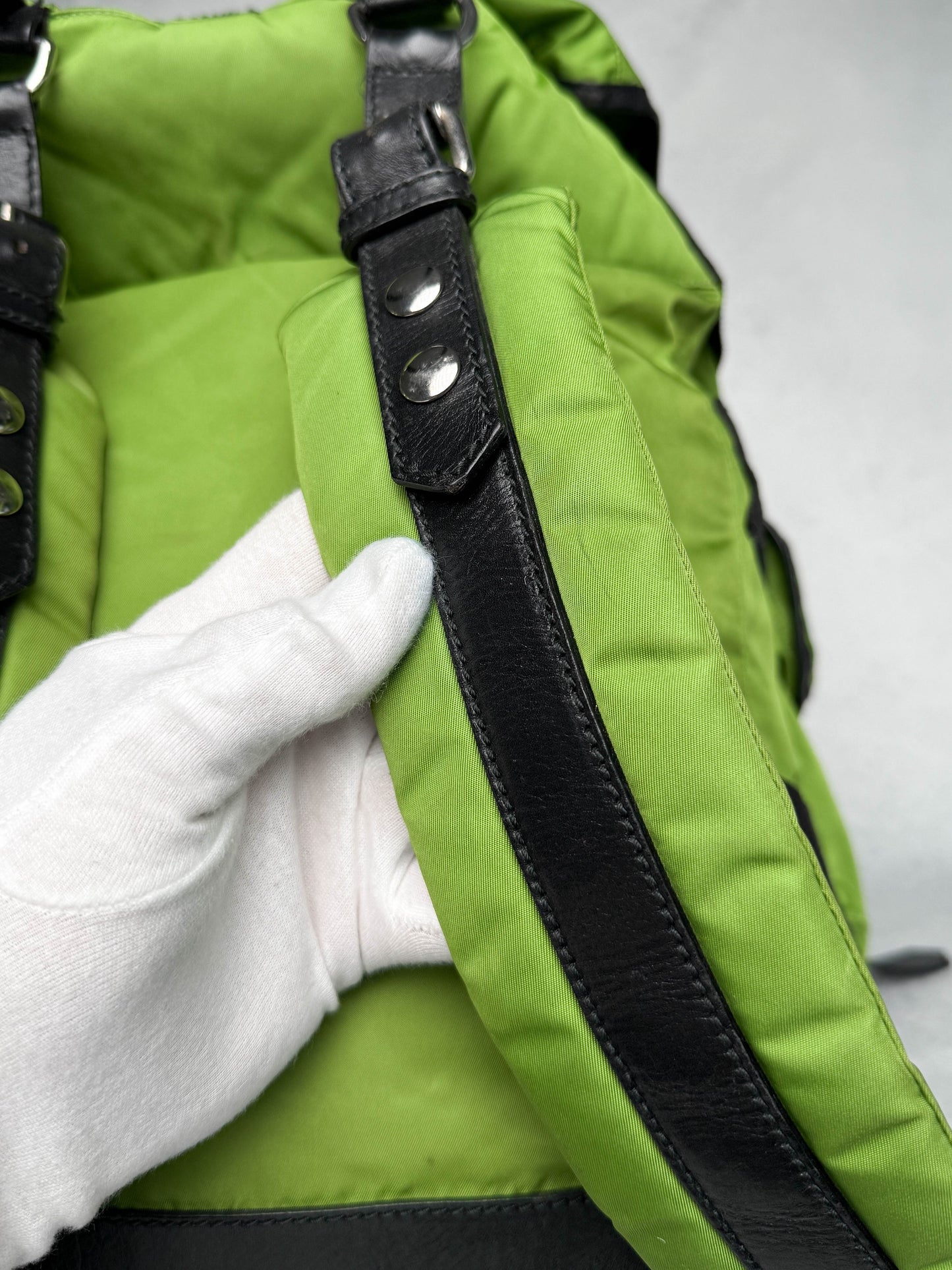 Balenciaga Nylon/Leather Backpack Green