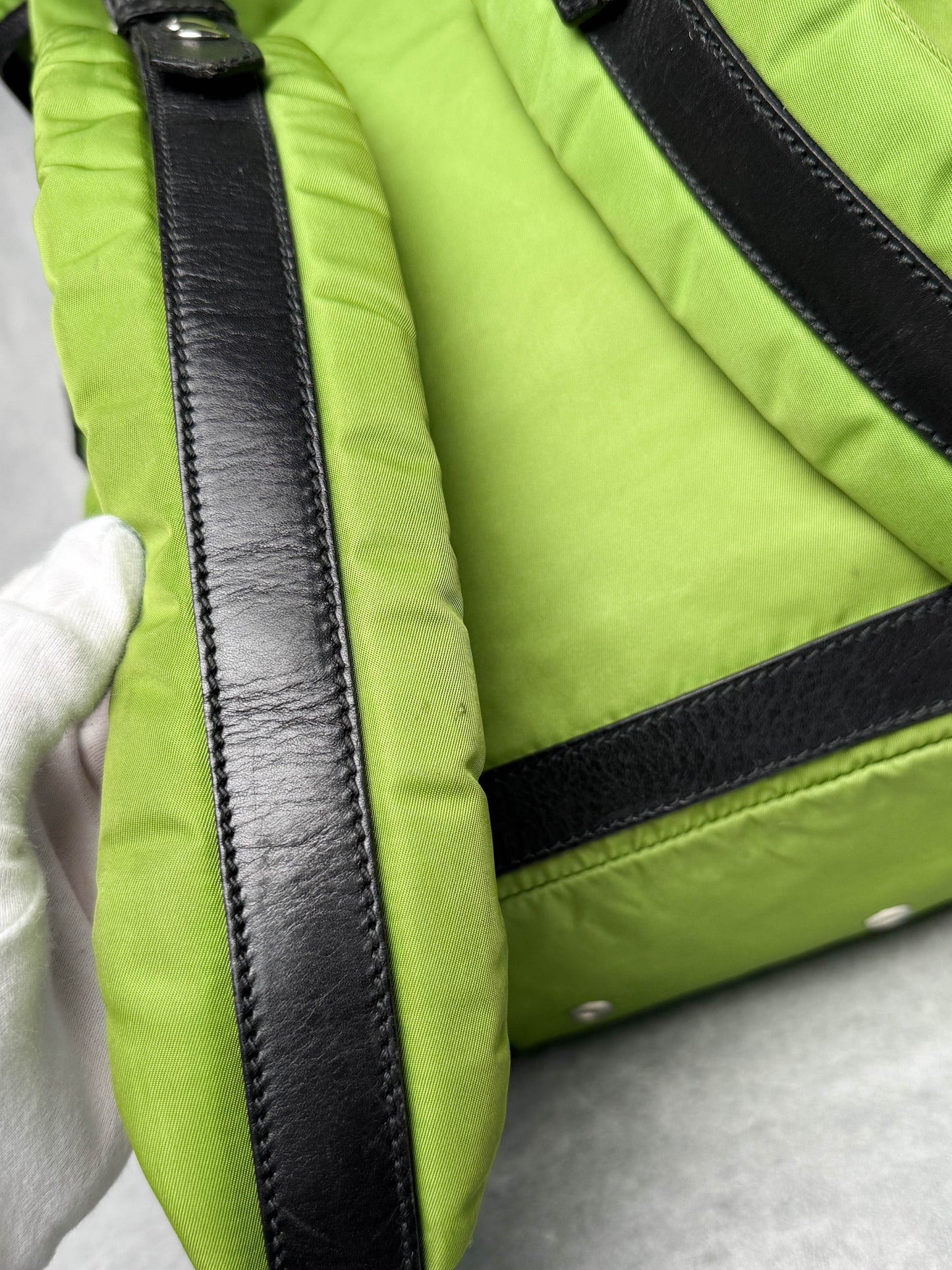 Balenciaga Nylon/Leather Backpack Green