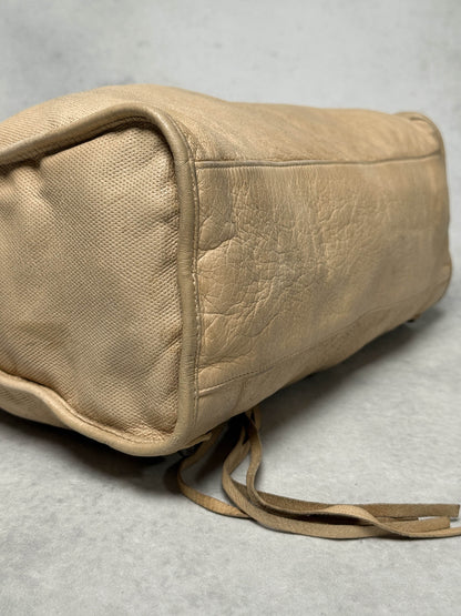 Balenciaga Classic City Bag Perforated Leather Beige