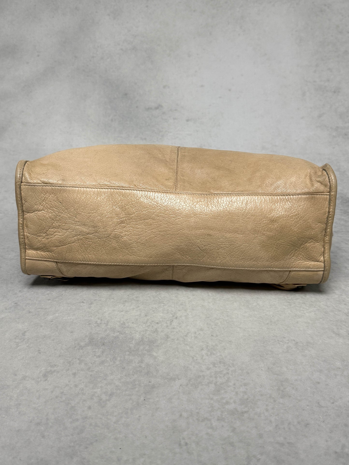 Balenciaga Classic City Bag Perforated Leather Beige