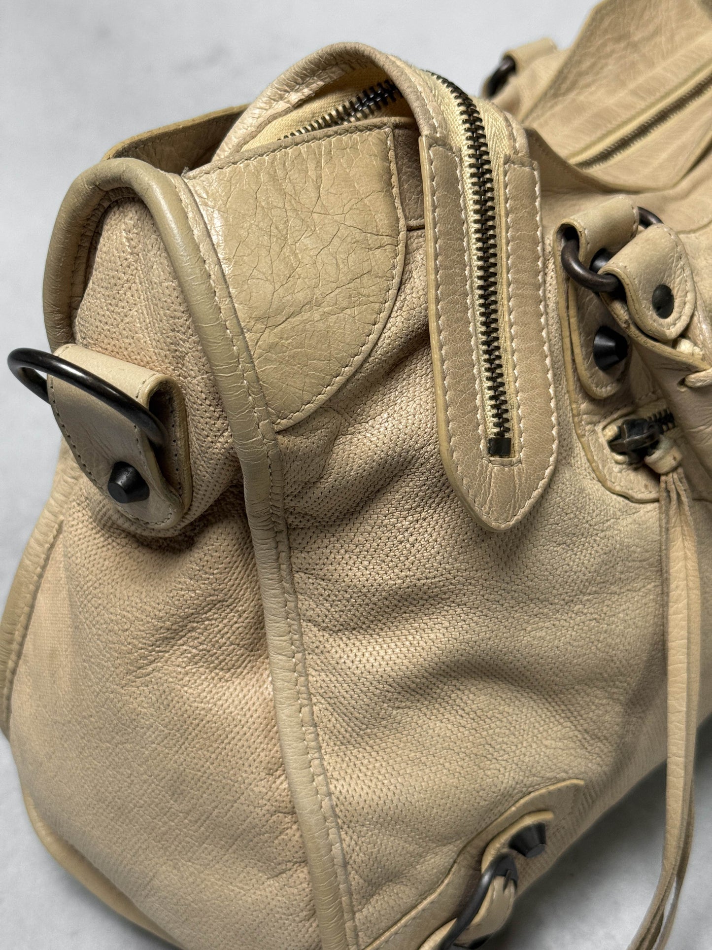 Balenciaga Classic City Bag Perforated Leather Beige