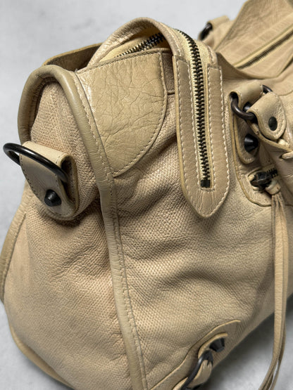 Balenciaga Classic City Bag Perforated Leather Beige