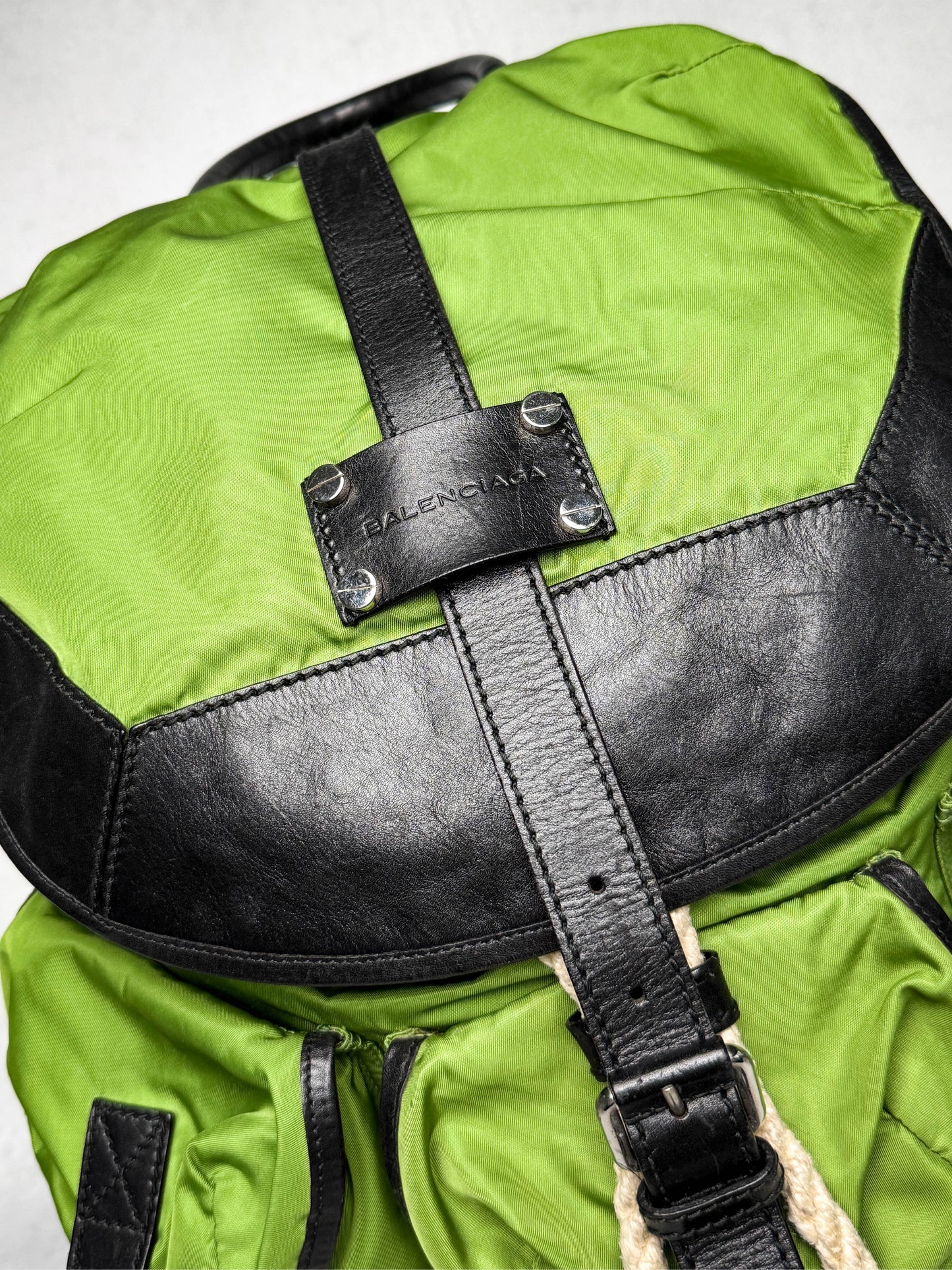 Balenciaga Nylon/Leather Backpack Green