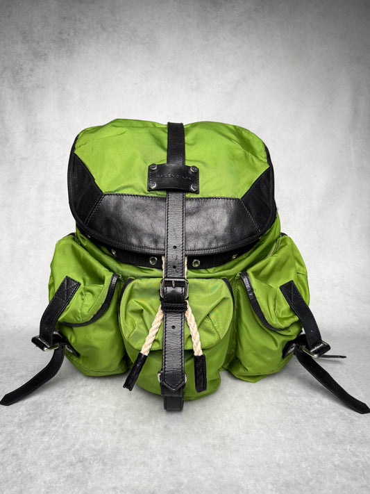 Balenciaga Nylon/Leather Backpack Green