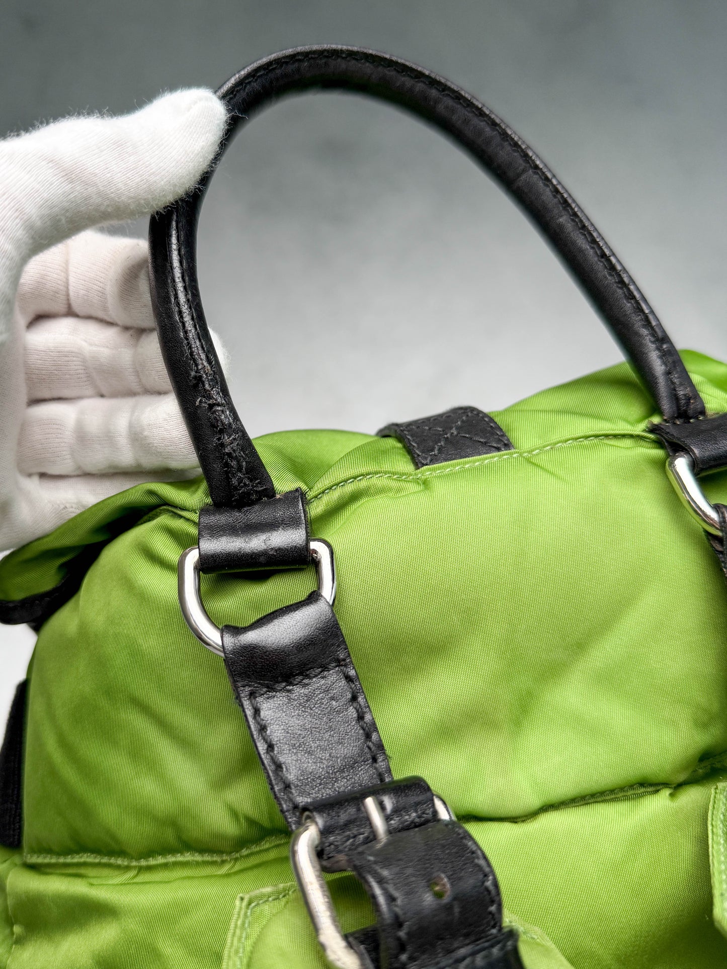 Balenciaga Nylon/Leather Backpack Green