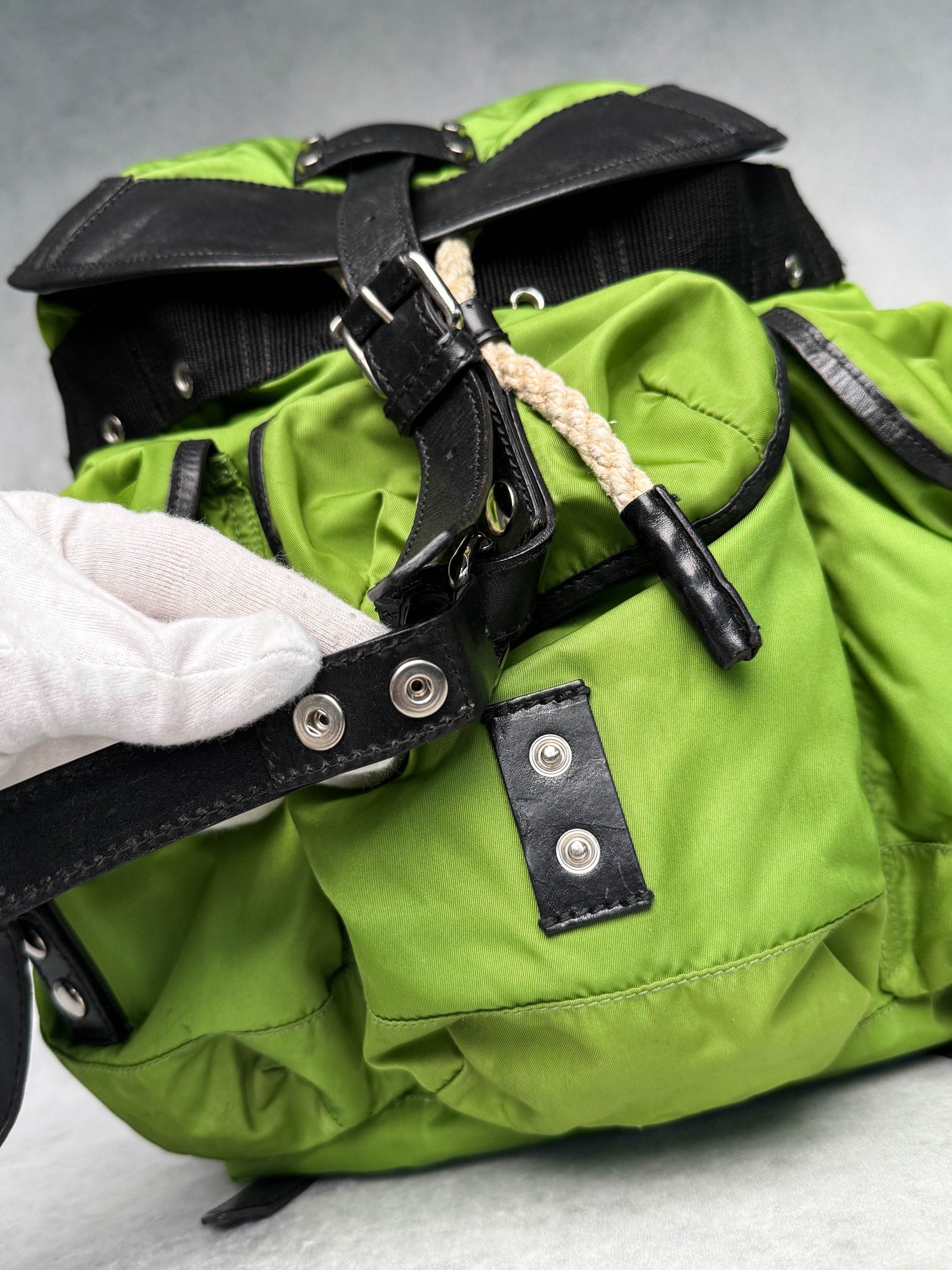 Balenciaga Nylon/Leather Backpack Green