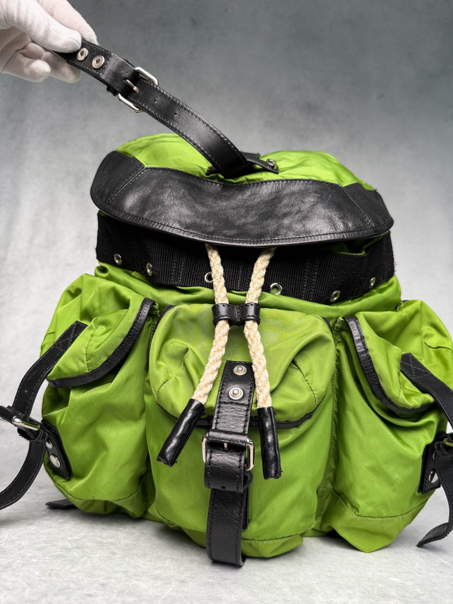Balenciaga Nylon/Leather Backpack Green