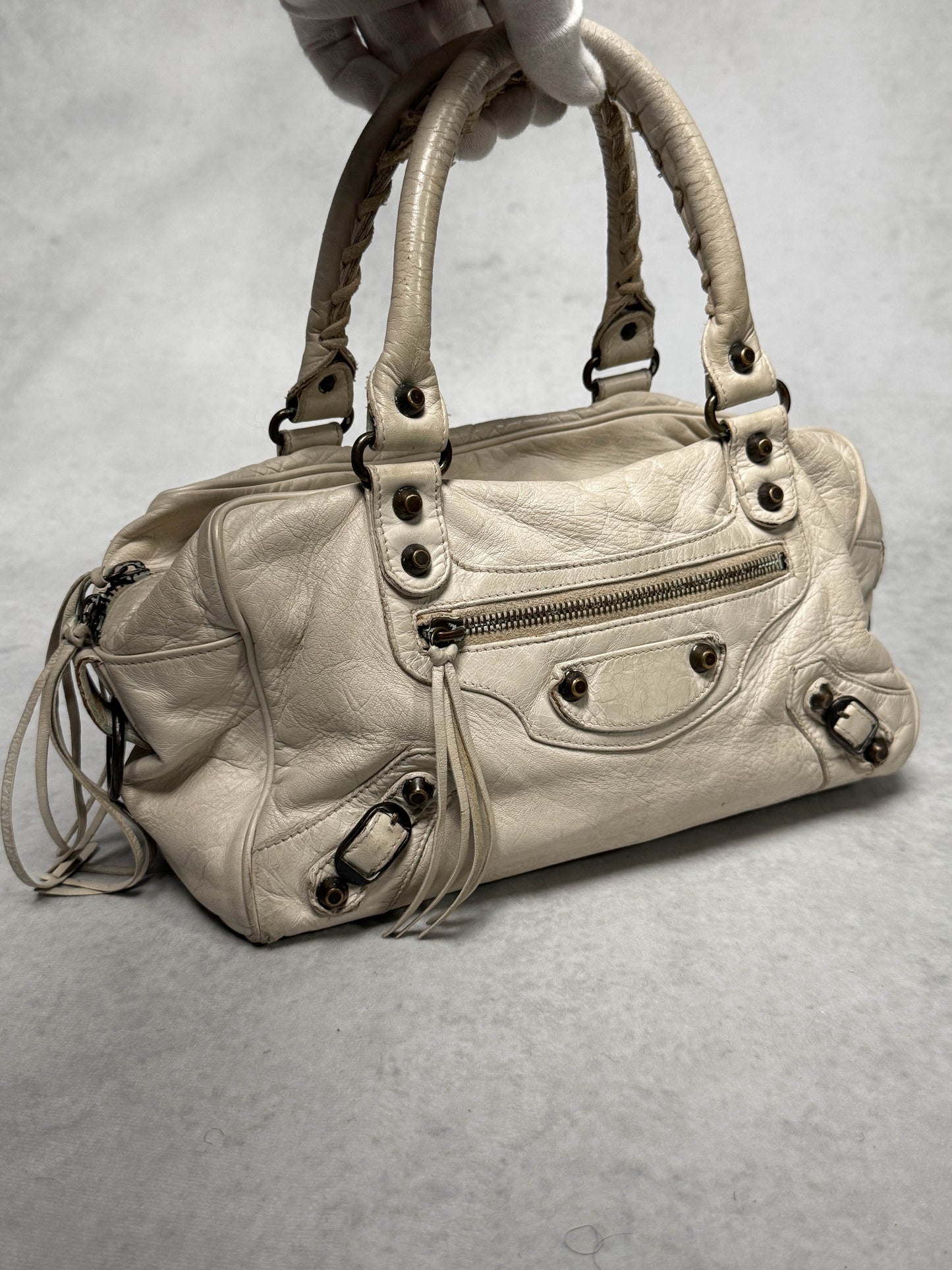 Balenciaga Box Bag White Chevre Leather