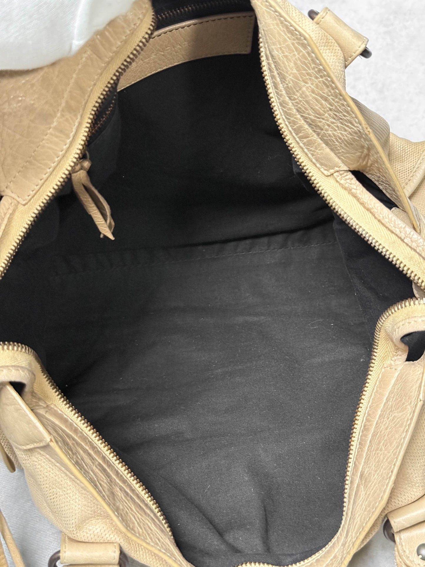 Balenciaga Classic City Bag Perforated Leather Beige