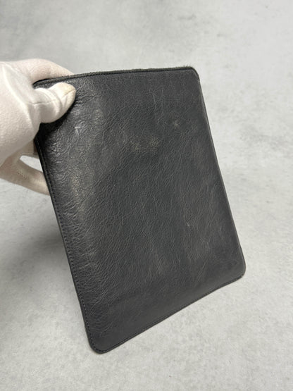 Balenciaga Leather Moto Pochette Dark Grey