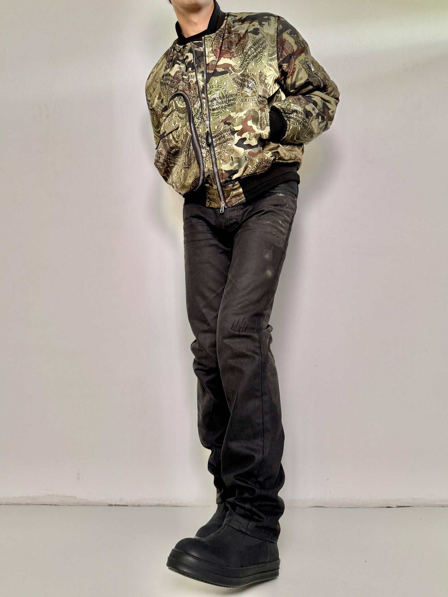 Givenchy SS2017 Dollar Camo Satin Bomber Jacket