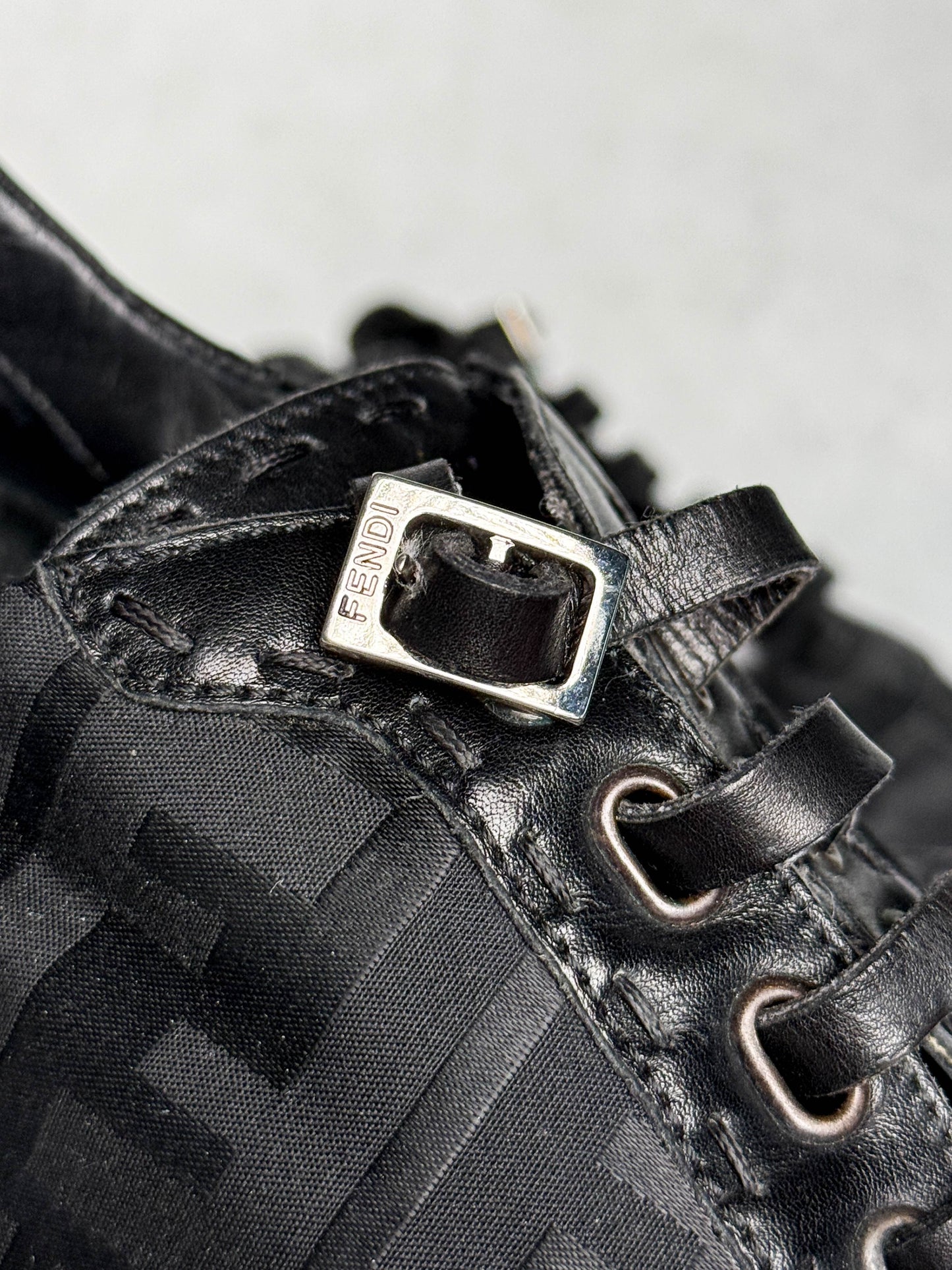 Fendi Vintage Monogram Sneaker Leather/Fabric Black (37.5)