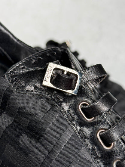 Fendi Vintage Monogram Sneaker Leather/Fabric Black (37.5)