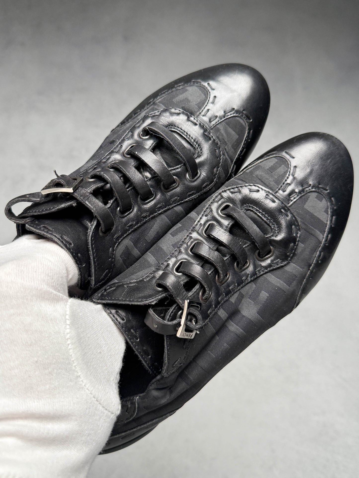 Fendi Vintage Monogram Sneaker Leather/Fabric Black (37.5)