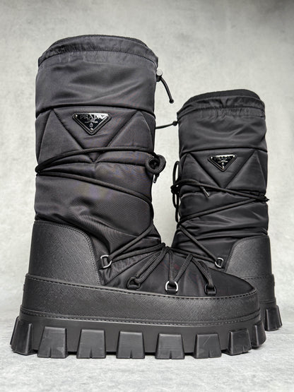 Prada Apres Ski Boots Nylon Gabardine/Saffiano Leather (44)