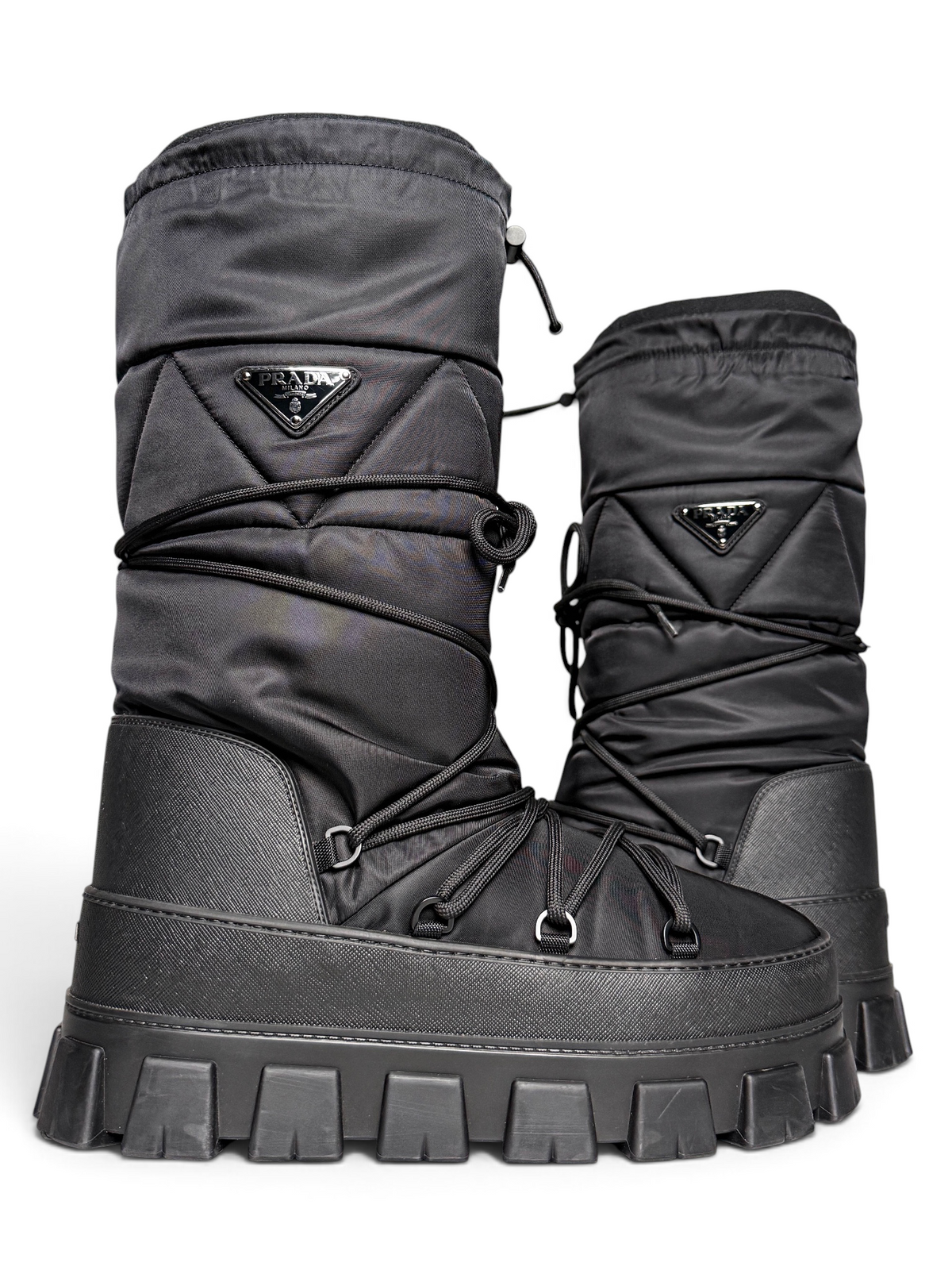 Prada Apres Ski Boots Nylon Gabardine/Saffiano Leather (44)