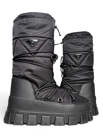 Prada Apres Ski Boots Nylon Gabardine/Saffiano Leather (44)